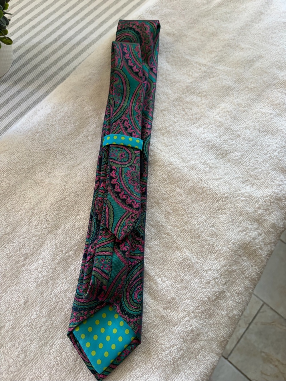 Ted Baker Silk Paisley Necktie in Teal and Pink